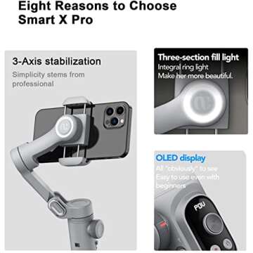 Aochuan Smart X Pro Gimbal Stabilizer for Smartphones - Lightweight, OLED Display, Extended Battery