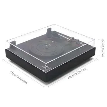 Vintage Style 3 Speeds Wireless Input Record Player, Built-in Dual Premium Speakers,Belt Drive,RCA Output,Aux in,Fulll Size Platter Turntable, Black Wood