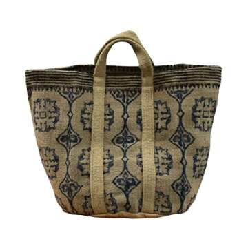 Instylecraft Large Jute Basket with Handles - Baskets for Blankets, Storage Bins for Shoes, Laundry,...