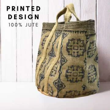 Instylecraft Large Jute Basket with Handles - Baskets for Blankets, Storage Bins for Shoes, Laundry, and More - Decorative Baskets for Bedroom Living Room Home Decor and Toy Baskets for Kids Rooms