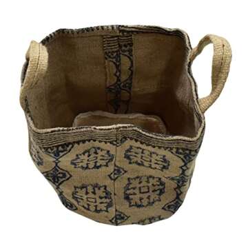 Instylecraft Large Jute Basket with Handles - Baskets for Blankets, Storage Bins for Shoes, Laundry, and More - Decorative Baskets for Bedroom Living Room Home Decor and Toy Baskets for Kids Rooms