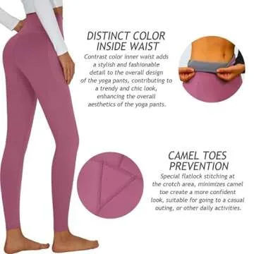YOGAFREE Yoga Legging for Women Buttery Soft Tummy Control Leggings High Waist Workout Yoga Pants with Pockets Pink L