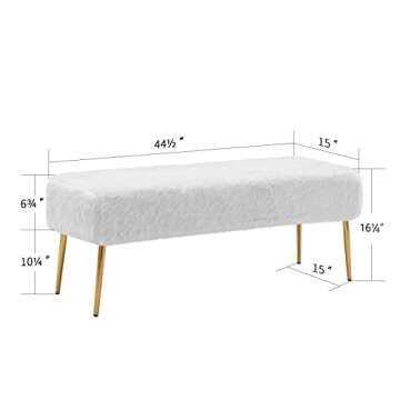 DUHOME Modern Faux Fur Ottoman Bench for Living Room