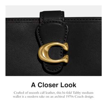 Coach Women's Smooth Leather Tabby Medium Wallet, B4/Black, One Size