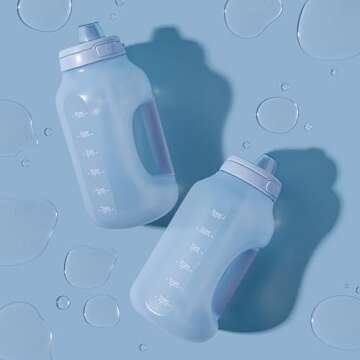 Ello Hydra 64oz Half Gallon Water Jug with Handle and Motivational Time Markers for All Day Hydration, Plastic Reusable Water Bottle with Straw and Locking, Leak Proof Lid, BPA Free, Halogen Blue