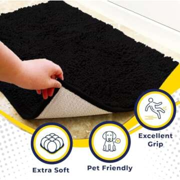 Muddy Mat® Shown on TV – Super Absorbent Microfiber Dog Door Mat for Muddy Paws, Non-Slip Washabl...