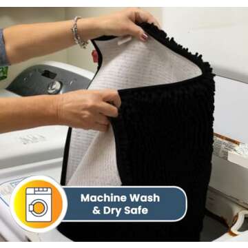 Muddy Mat® Shown on TV – Super Absorbent Microfiber Dog Door Mat for Muddy Paws, Non-Slip Washable Pet Rug, Quick Dry Chenille Entryway Carpet, Machine Washable Indoor Outdoor mat, Black 30"x19"