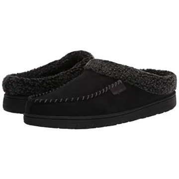 Dearfoams Brendan Memory Foam Slippers for Men in Black