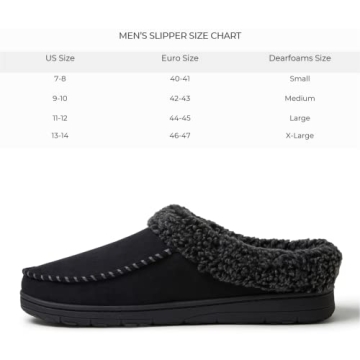 Dearfoams Brendan Memory Foam Slippers for Men in Black