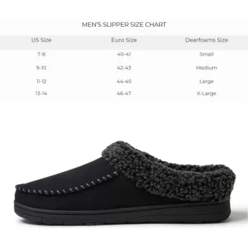 Dearfoams Brendan Memory Foam Slippers for Men in Black