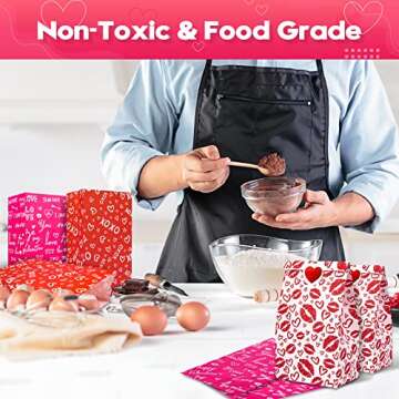 48PCS Valentine Gift Bags Assorted Designs Paper Treat Bags for Kids Classroom Candy Goodie Bags with Stickers Valentines Day Heart Cookies Treat Bags Party Favor Supplies