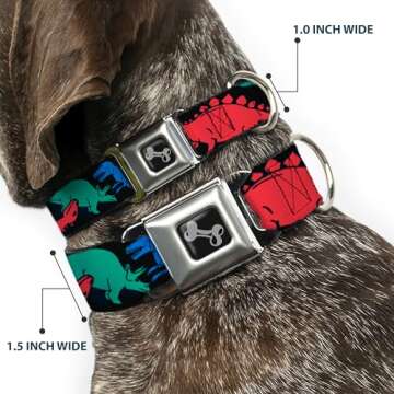 Stylish and Strong Buckle-Down Dinosaur Dog Collar for Large Dogs