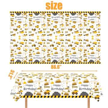 Letromp Construction Birthday Tablecloth Dump Truck Table Covers for Construction Theme Boys Baby Shower 1st 2nd 3rd 4th Bday Party Table Supplies Decorations