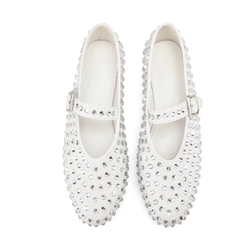 ARQA Crystal-Embellished Mary Jane Flats for Women