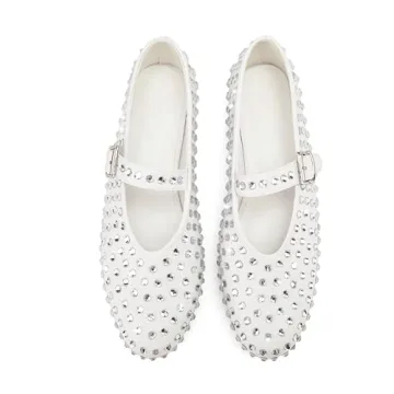 ARQA Crystal-Embellished Mary Jane Flats for Women