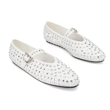 ARQA Crystal-Embellished Mary Jane Flats for Women