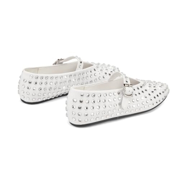 ARQA Crystal-Embellished Mary Jane Flats for Women