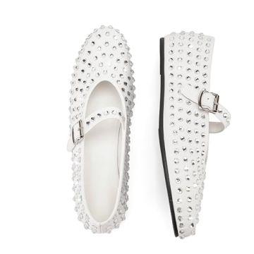 ARQA Crystal-Embellished Mary Jane Flats for Women