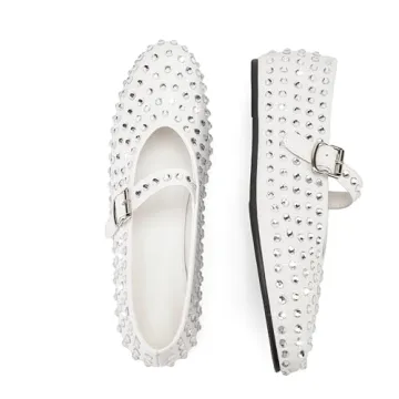 ARQA Crystal-Embellished Mary Jane Flats for Women