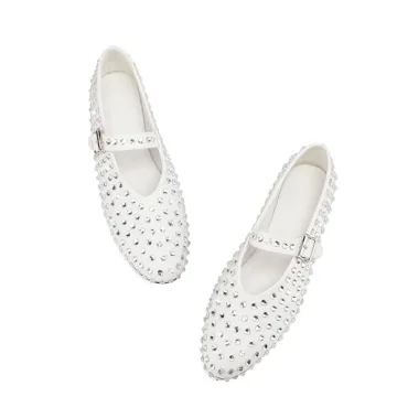 ARQA Crystal-Embellished Mary Jane Flats for Women