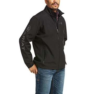 ARIAT Mens Logo 2.0 Patriot Softshell Water Resistant Jacket Coat, Black, Large US