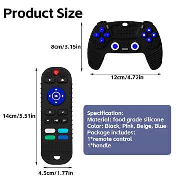 S-SNAIL-OO 2-Pack Baby Teether Toys Silicone Toddler, Sensory Toy Chew Toys Educational, TV Remote C...