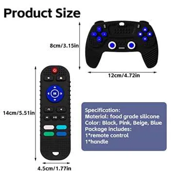 S-SNAIL-OO 2-Pack Baby Teether Toys Silicone Toddler, Sensory Toy Chew Toys Educational, TV Remote C...