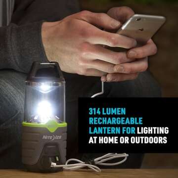 Nite Ize Radiant 314 Rechargeable LED Lantern - Weather & Impact Resistant Light with Power Bank - Rechargeable Lantern for Camping & Hiking Gear