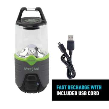 Nite Ize Radiant 314 Rechargeable LED Lantern - Weather & Impact Resistant Light with Power Bank - Rechargeable Lantern for Camping & Hiking Gear