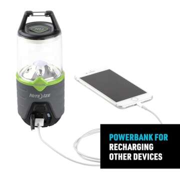 Nite Ize Radiant 314 Rechargeable LED Lantern - Weather & Impact Resistant Light with Power Bank - Rechargeable Lantern for Camping & Hiking Gear