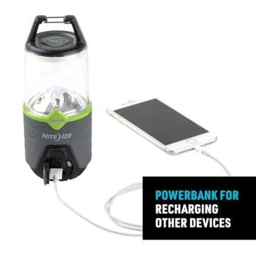 Nite Ize Radiant 314 Rechargeable LED Lantern - Weather & Impact Resistant Light with Power Bank - Rechargeable Lantern for Camping & Hiking Gear