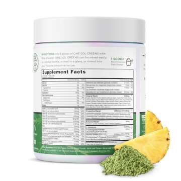 One Sol Greens, Super Greens Powder to Reduce Bloating & Improve Gut Health, Superfood Fresh Bloom O...