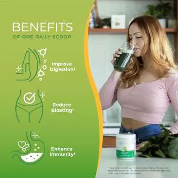 One Sol Greens, Super Greens Powder to Reduce Bloating & Improve Gut Health, Superfood Fresh Bloom Organic Greens Blend Juice & Smoothie Mix, Pre & Probiotic with Digestive Enzymes, Vegan & Soy Free