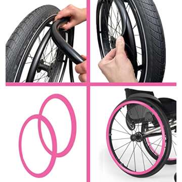 Broutery Wheelchair Push Rim Covers, 24inch Non-Slip Grips, 1 Pair Silicone Hand Cover, Rear Wheel G...
