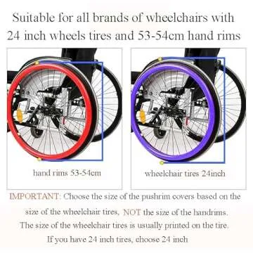 Broutery Wheelchair Push Rim Covers, 24inch Non-Slip Grips, 1 Pair Silicone Hand Cover, Rear Wheel Grips Accessories, Pink