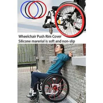 Broutery Wheelchair Push Rim Covers, 24inch Non-Slip Grips, 1 Pair Silicone Hand Cover, Rear Wheel Grips Accessories, Pink