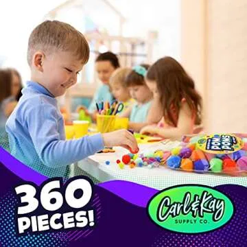 410 Pieces - Jumbo Pom Poms Balls for Craft Supplies - 360 Assorted Large and Small Colored Fuzzy Pompoms with 50 Googly Eyes