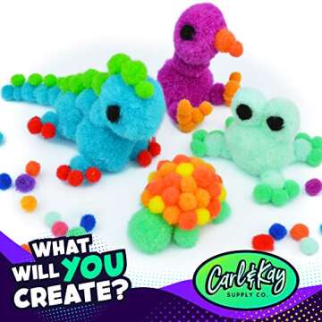 410 Pieces - Jumbo Pom Poms Balls for Craft Supplies - 360 Assorted Large and Small Colored Fuzzy Pompoms with 50 Googly Eyes