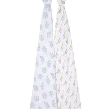 aden + anais Essentials Muslin Swaddle Blankets, Newborn Receiving Blanket for Swaddling, 100% Cotto...