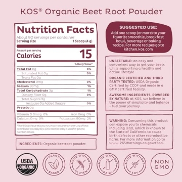 KOS Organic Beet Root Powder - Pure & Powerful Nutrients