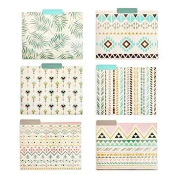 Best Paper Greetings 12 Pack Boho-Themed Decorative File Folders, Cute Office Supplies for Women, Letter Size, 1/3 Cut Tab (9.5 x 11.5)