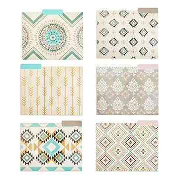 Best Paper Greetings 12 Pack Boho-Themed Decorative File Folders, Cute Office Supplies for Women, Letter Size, 1/3 Cut Tab (9.5 x 11.5)