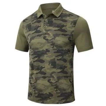 MoFiz Mens Polo Shirts Quick-Dry Cool Short Sleeve Athletic Casual Tennis Golf Shirt for Men (Green-...