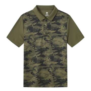 MoFiz Mens Polo Shirts Quick-Dry Cool Short Sleeve Athletic Casual Tennis Golf Shirt for Men (Green-Green Camo,X-Large)