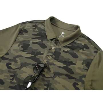MoFiz Mens Polo Shirts Quick-Dry Cool Short Sleeve Athletic Casual Tennis Golf Shirt for Men (Green-Green Camo,X-Large)