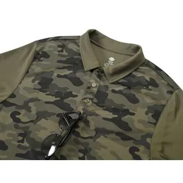 MoFiz Mens Polo Shirts Quick-Dry Cool Short Sleeve Athletic Casual Tennis Golf Shirt for Men (Green-Green Camo,X-Large)