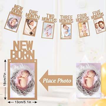 Whaline 1st Birthday Baby Photo Banner - Monthly Milestone Bunting Decoration