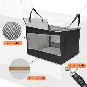 Dog Car Seat Medium Sized Dog, Car Seat for Dogs, Seat Extender with Waterproof Materials & Breathable Mesh, Dog Seat Belt for Car, Giving Your Pets a Comfortable and Safe Road Trip (L Size, Grey)