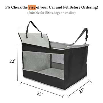 Dog Car Seat Medium Sized Dog, Car Seat for Dogs, Seat Extender with Waterproof Materials & Breathable Mesh, Dog Seat Belt for Car, Giving Your Pets a Comfortable and Safe Road Trip (L Size, Grey)