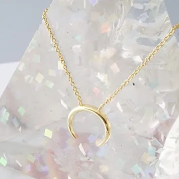 Honeycat Tiny Crescent Horn Necklace in 18k Gold Plate | Minimalist, Delicate Jewelry (Gold)